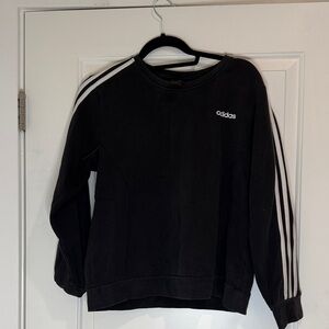 Adidas Black Pullover with White Sleeve Stripes